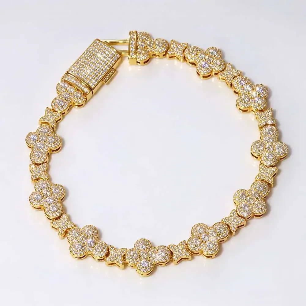 10mm Iced Out Tennis Cross Bracelet 8 Inch